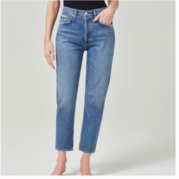 NWT Agolde Riley High Rise Straight Crop Jean In Collective 32 - Picture 1 of 10